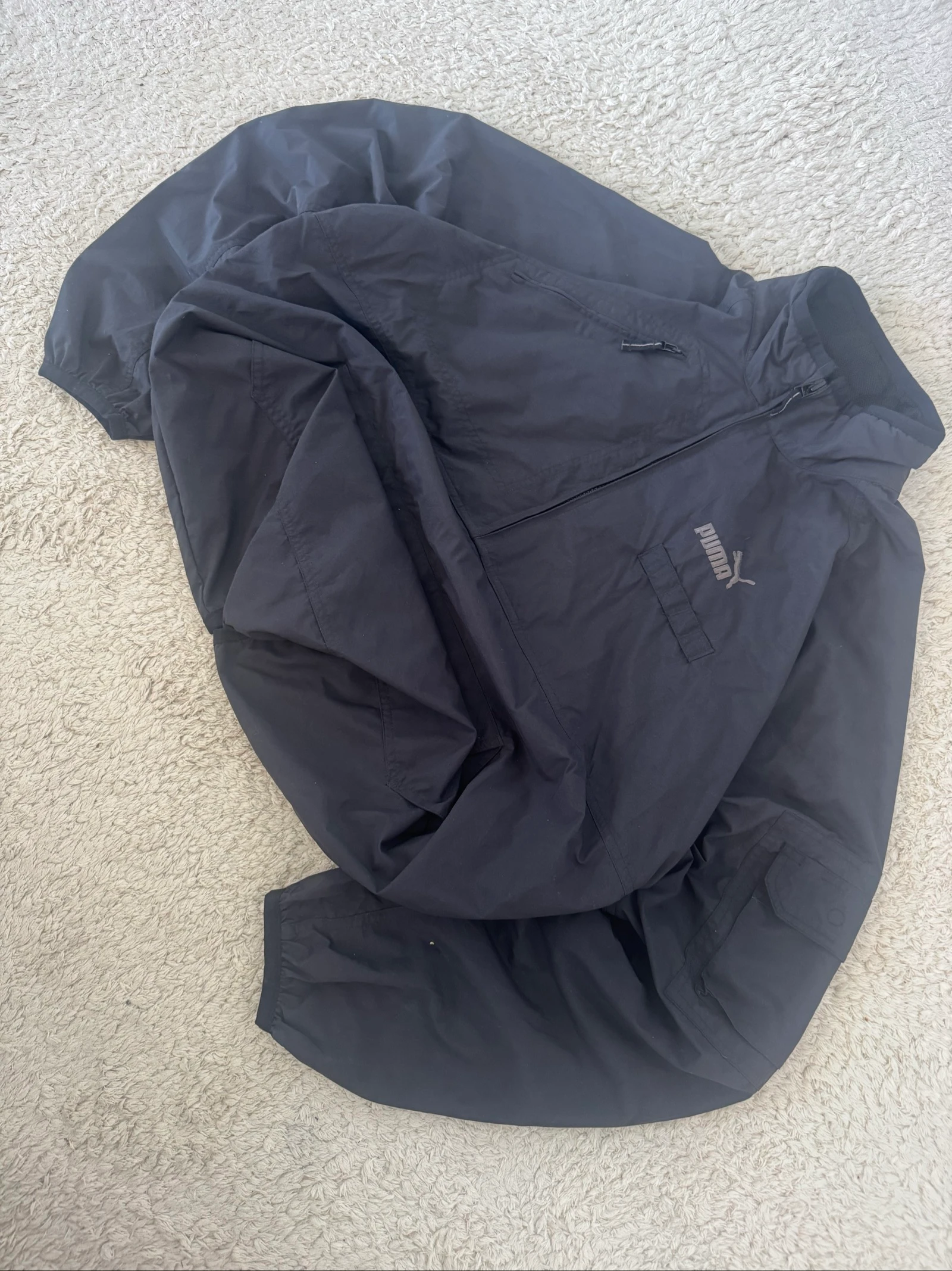 Puma Pullover Windbreaker Jacket Black Utility Outdoor Y2K Vintage L Oversized – photo 3